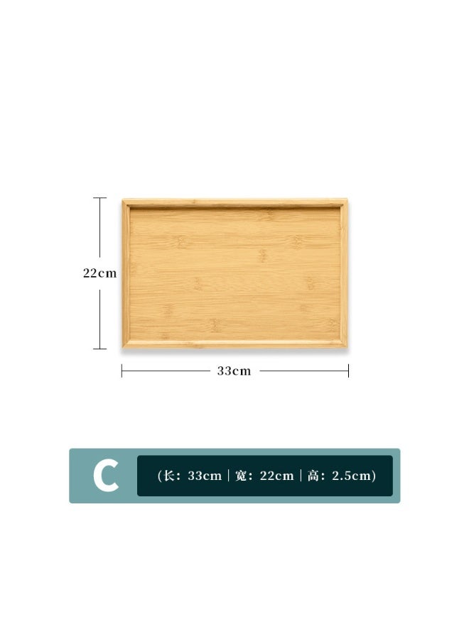 Bamboo Wooden Tray Tea Tray Bamboo Wooden Tray Rectangular Solid Wood Commercial Bamboo Tray High-value Dinner Plate Barbecue Plate C- right angle 【33*22*2.5】 cm